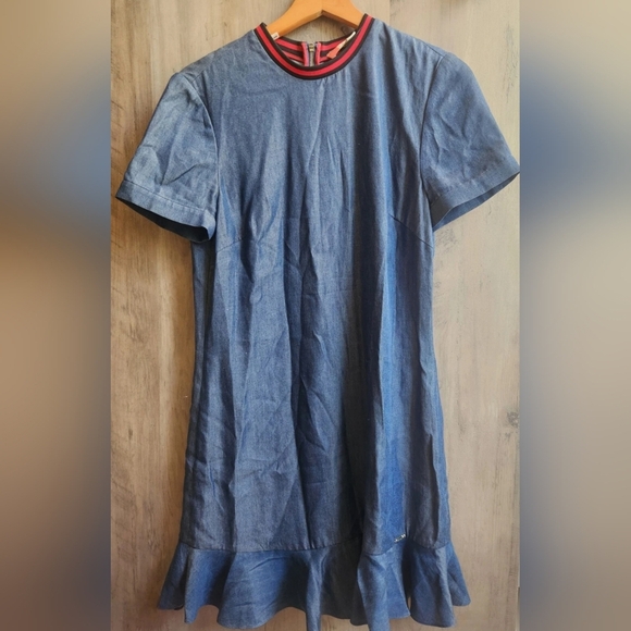 Ted Baker Nwot Meggi Pleated Crew Neck Frill Tencel Mini Dress Size 4 - Picture 4 of 10